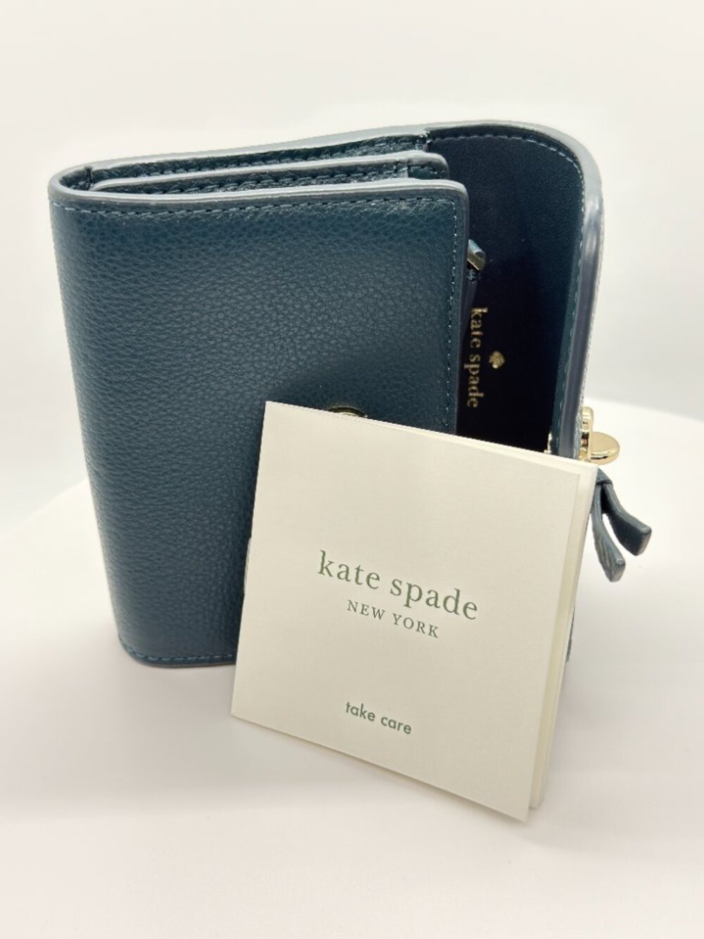 Kate Spade Marti Small Flap Pebbled Leather Wallet - Peacock Sapphire - NWOT - Picture 4 of 7